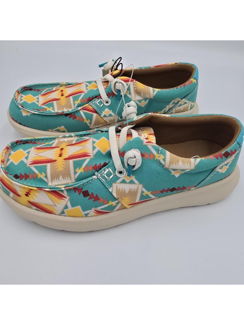 Women’s Ariat Hilo Turquoise Tempe Aztec Western Casual Shoes NWT Size 5.5 - Picture 4 of 8